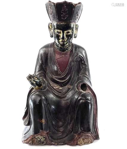 A Vietnamese carved, lacquered and painted figure of Amitayu...