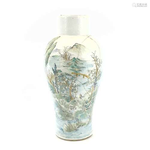 A Chinese porcelain baluster vase, 19th century, with figure...