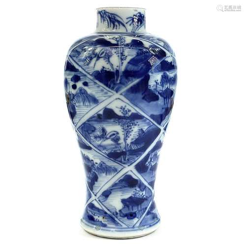 A Chinese blue and white porcelain baluster vase, circa 1800...