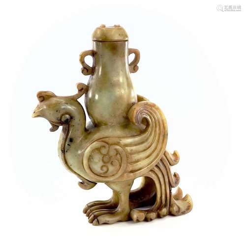 A Chinese jade carved model of a phoenix, 20th century, supp...