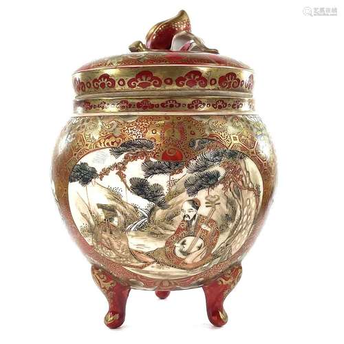 A Japanese kutani porcelain jar and cover, 19th century, sig...