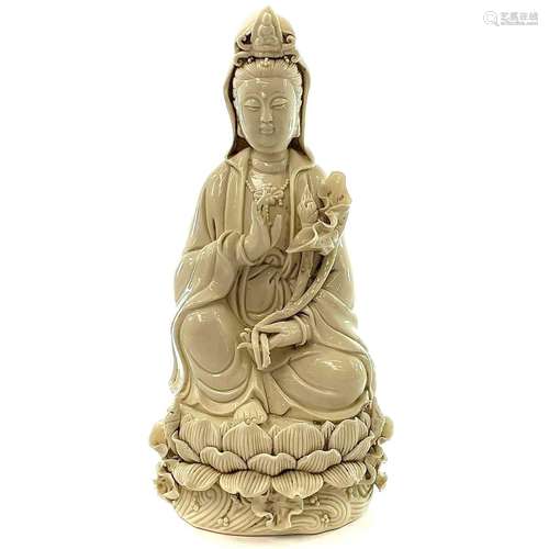 A Chinese blanc de chine figure of Guanyin, 20th century, se...