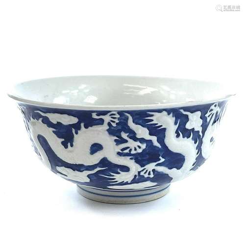 A Chinese blue and white porcelain bowl, Kangxi six characte...