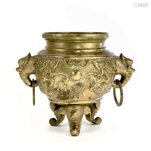 A Chinese polished bronze koro, early 20th century, height 1...