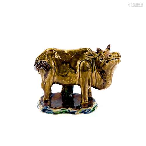 A Chinese sancai glazed pottery model of a water buffalo, ci...