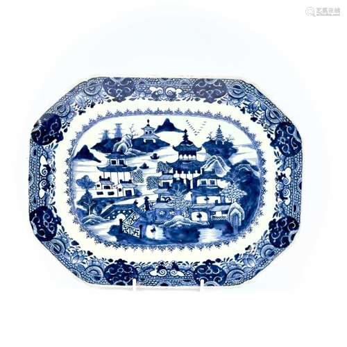 A Chinese blue and white porcelain meat dish, Qianlong Perio...