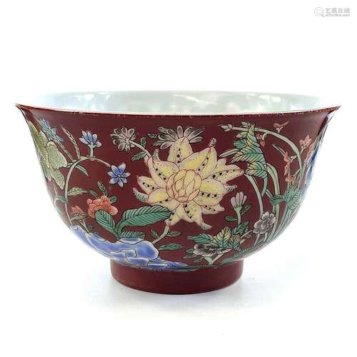 A Chinese famille rose porcelain bowl, 20th century, the cor...