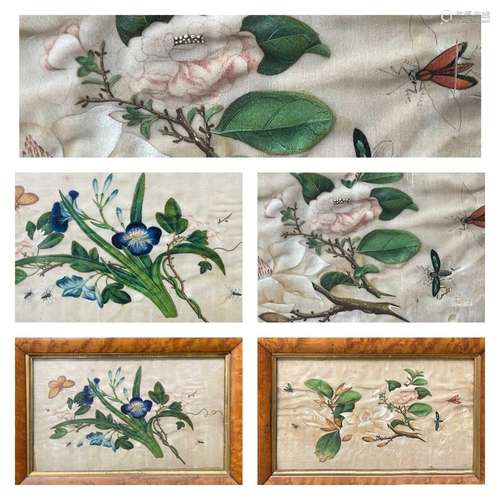 A pair of Chinese botanical pith paintings, early 19th centu...