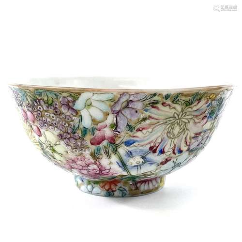 A Chinese porcelain millifleur bowl, 19th century, height 5c...