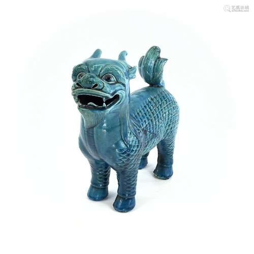 A Chinese turquoise pottery model of a dog of fo, 19th centu...