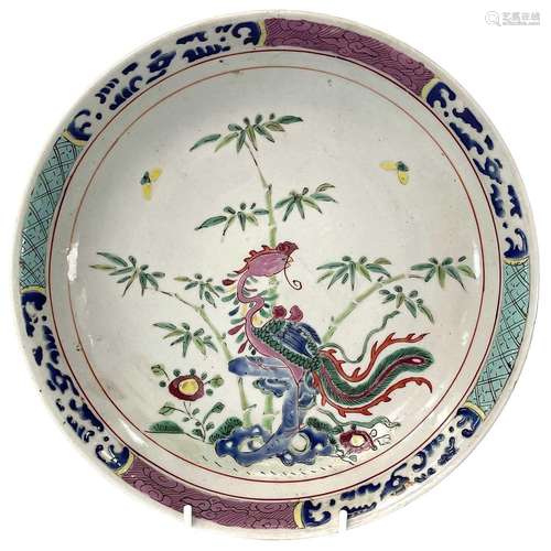 A Chinese famille verte porcelain shallow bowl, height 4.5cm...