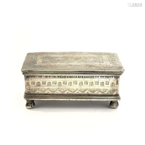 An Indian white-metal box, late 19th/early 20th century, the...