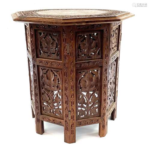 An Anglo-Indian brass inlaid octagonal occasional table, cir...