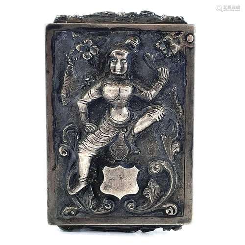 An Indian silver vesta case, circa 1900, with hinged cover a...