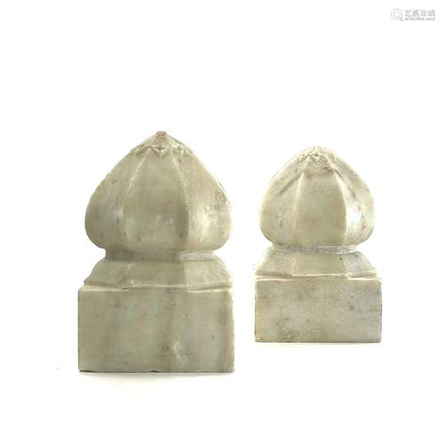 A pair of Indian white marble carpet weights, 19th century, ...