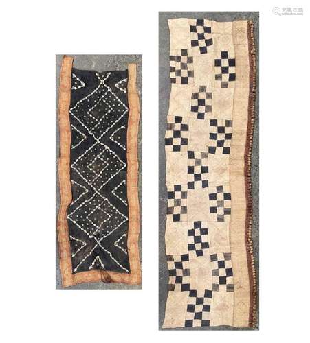 A Kuba cloth and a another African textile, with kowrie shel...