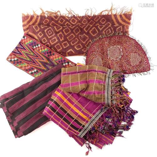 Various textiles including an Atlas Mountain Moroccan head s...