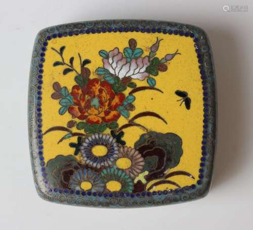 A Japanese cloisonné box and cover by J. Ando