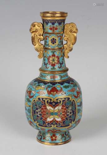 A Chinese cloisonné bottle vase