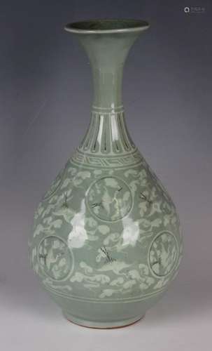 A Korean inlaid celadon vase