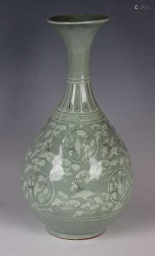 A Korean inlaid celadon vase