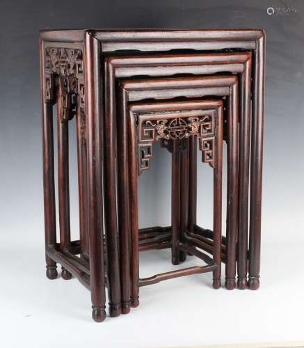 A Chinese hardwood quartetto nest of occasional tables