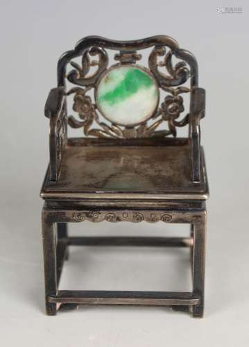 A Chinese export silver miniature armchair by Luen Wo