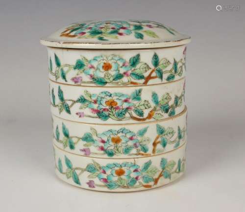 A Chinese famille rose porcelain stacking four