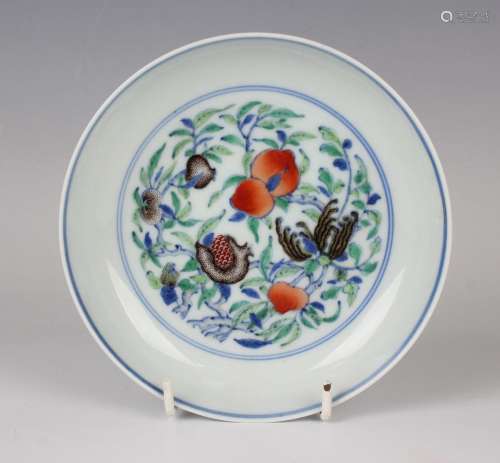 A Chinese doucai porcelain saucer dish