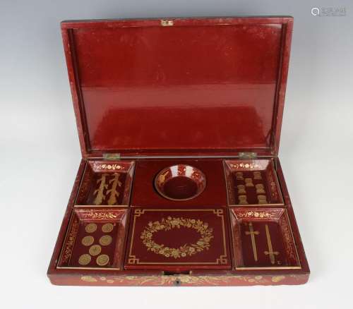 A Chinese export lacquer rectangular games box