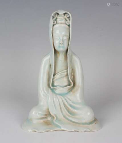 A Chinese Qingbai style porcelain figure of Guanyin