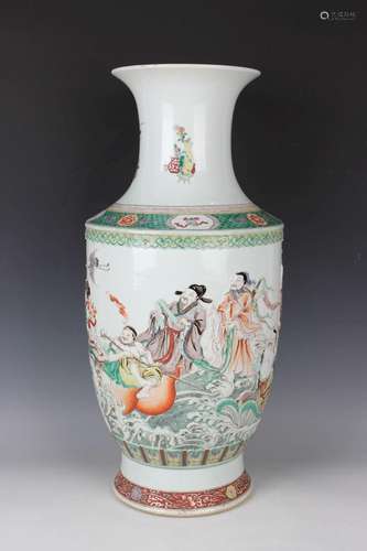 A Chinese famille verte relief moulded porcelain vase