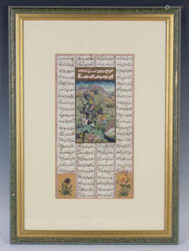 An Indian Mughal watercolour and gouache manuscript leaf