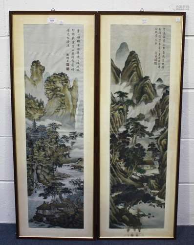 A pair of Chinese woven panels