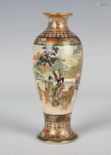 A Japanese Satsuma earthenware vase by Kozan