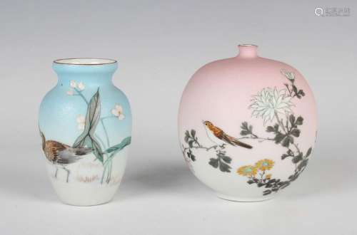 Two Japanese Chubei porcelain vases
