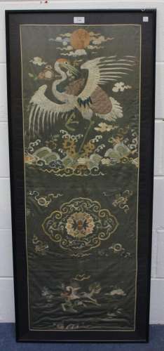 A Chinese silk embroidered panel