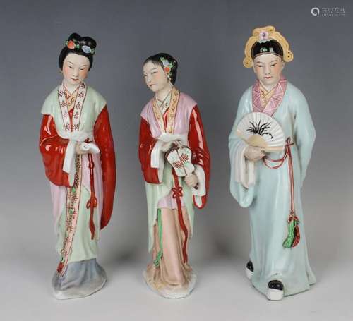 A group of three Chinese porcelain figures