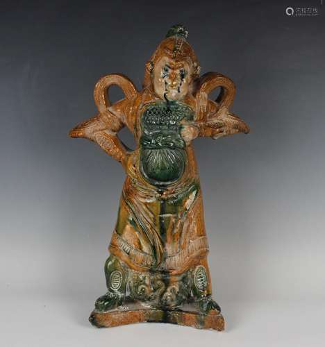 A Chinese pottery tomb guardian