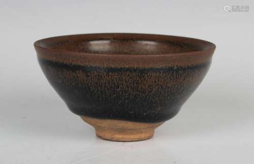 A Chinese brown hare's fur glazed pottery bowl