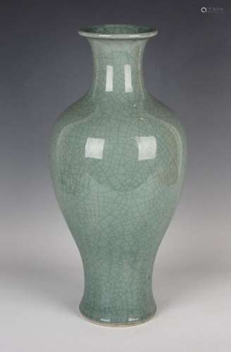 A Chinese celadon crackle glazed porcelain vase