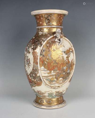 A Japanese Satsuma earthenware vase