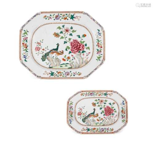 TWO CHINESE EXPORT FAMILLE-ROSE PLATTERS 19th century