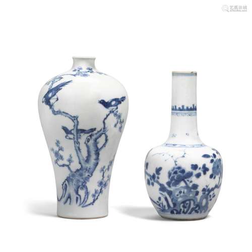 THREE BLUE AND WHITE VESSELS  19th-20th century
