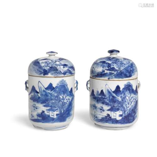 A GROUP OF NINE BLUE AND WHITE CHINESE AND JAPANESE CERAMICS...