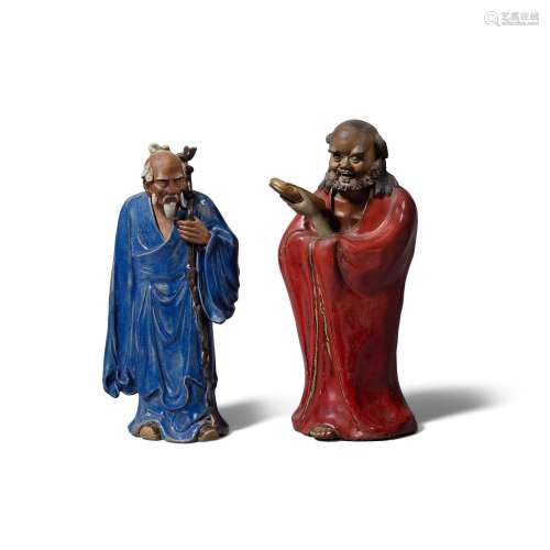 TWO SHIWAN POTTERY FIGURES 20th century