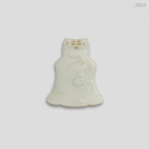 A WHITE JADE BELL-SHAPED PENDANT 20th century