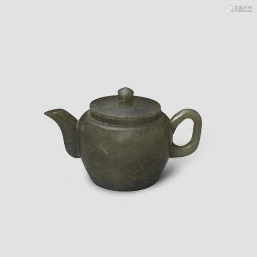 A GRAY JADE COVERED TEAPOT