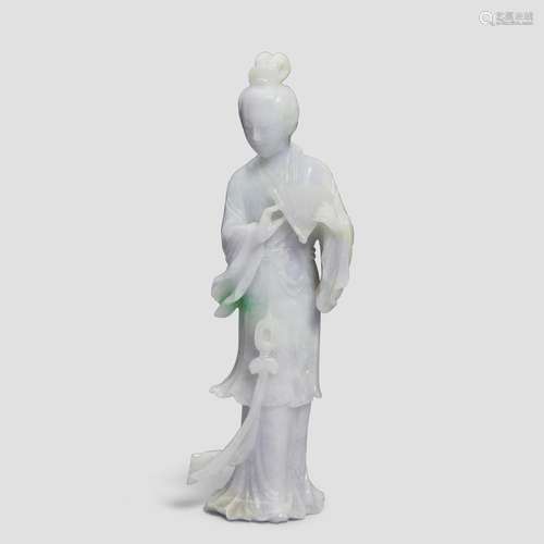 A LAVENDER JADEITE FIGURE OF A LADY 20th century