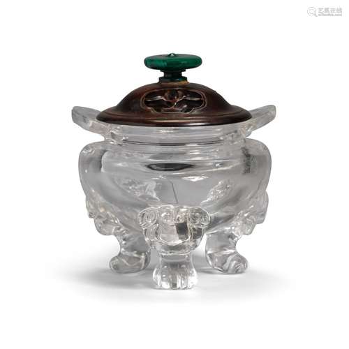 A ROCK CRYSTAL TRIPOD CENSER 20th century